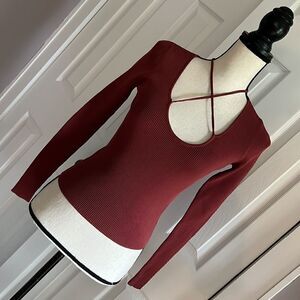 Zara Knit Burgandy Strappy Sweater